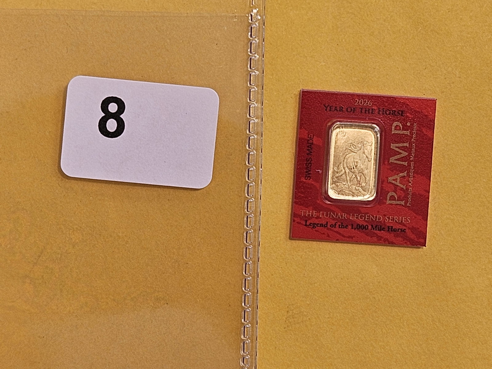 GOLD! PAMP SUISSE One Gram .9999 fine gold bar: In original assay holder