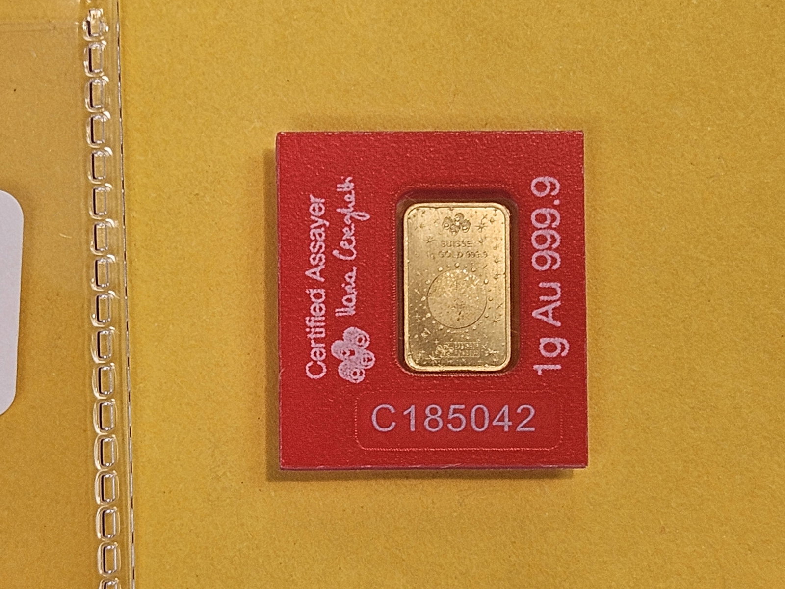 GOLD! PAMP SUISSE One Gram .9999 fine gold bar - 2