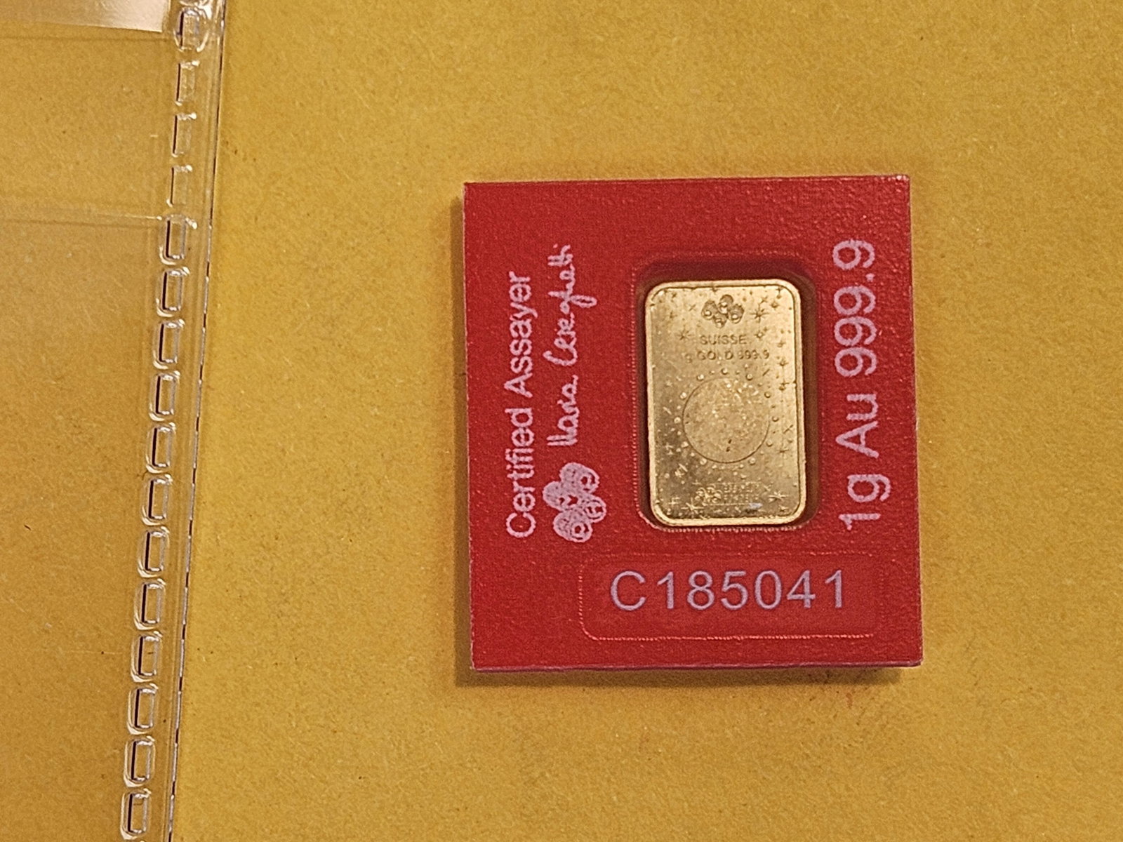 GOLD! PAMP SUISSE One Gram .9999 fine gold bar - 2