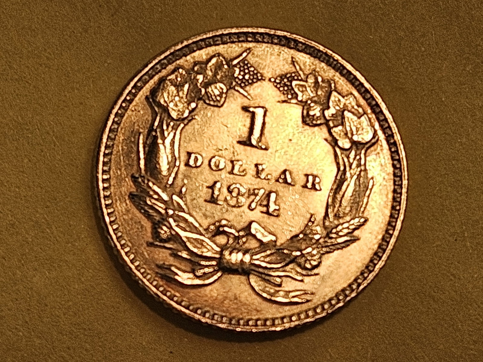 GOLD! Brilliant About Uncirculated plus 1874 Gold Dollar - 4