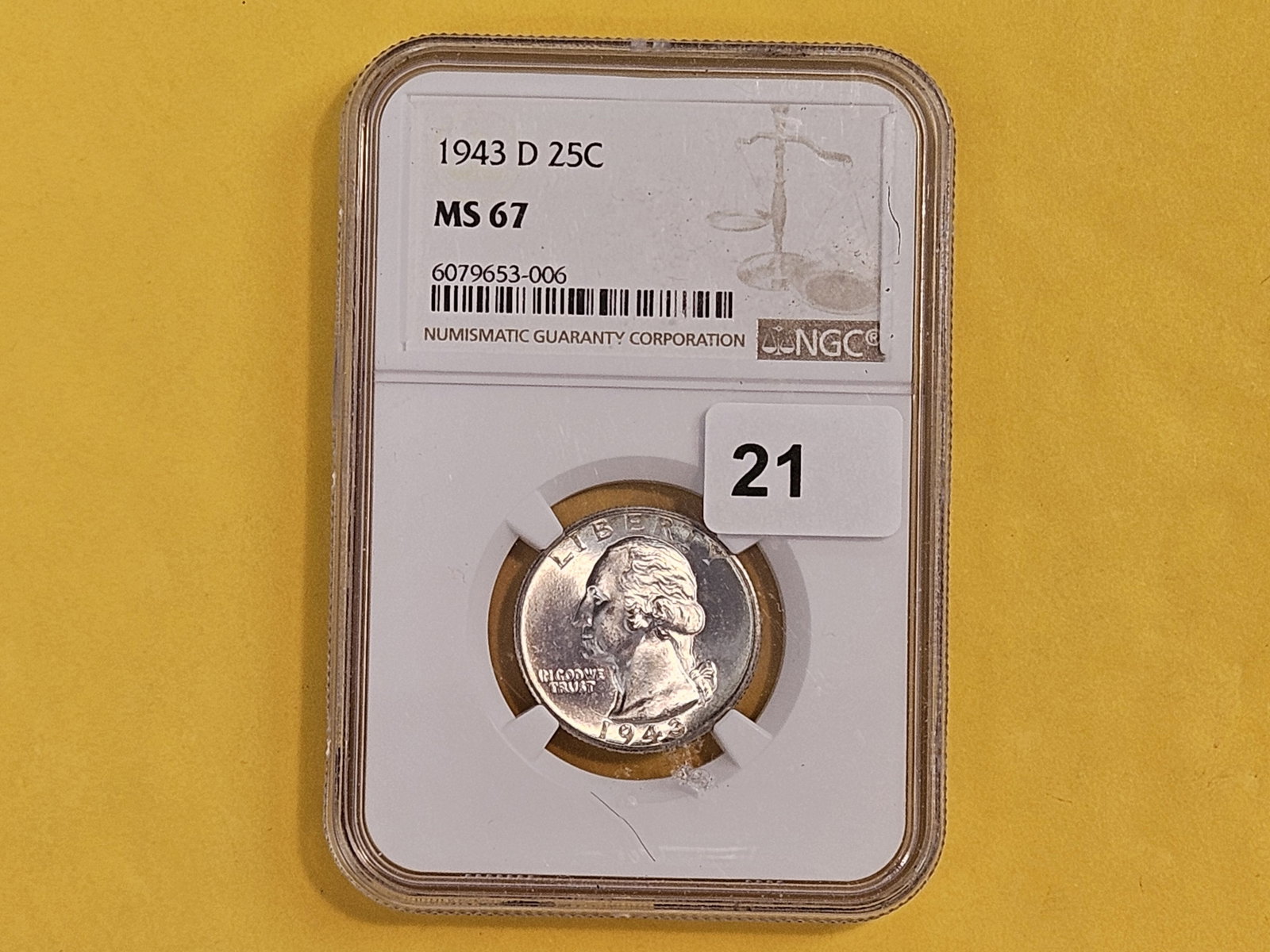 * Superb GEM! NGC 1943-D Washington Quarter in Mint State 67 - 2