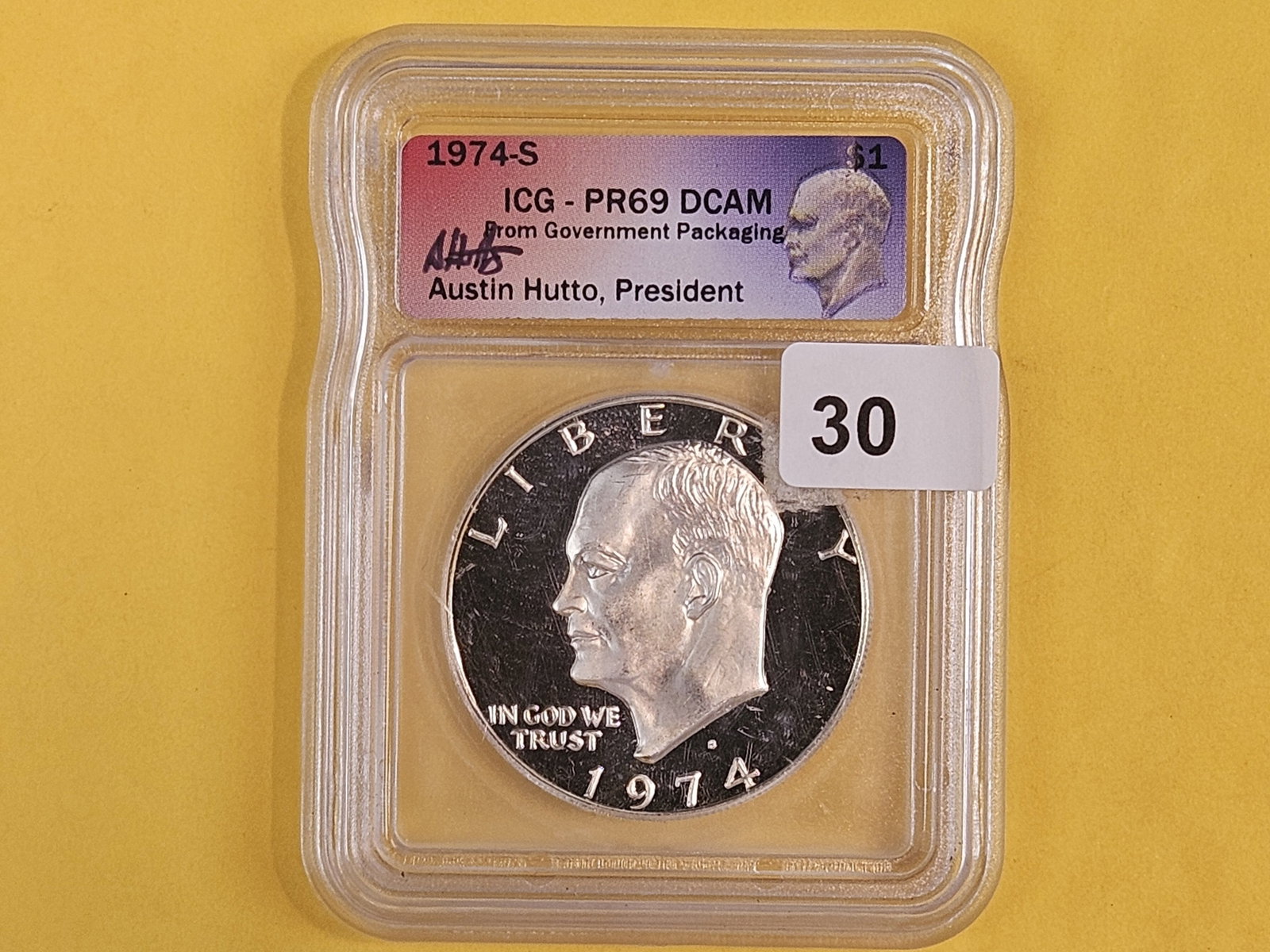 ICG 1974-Silver Eisenhower Dollar in Proof 69 Deep Cameo - 2
