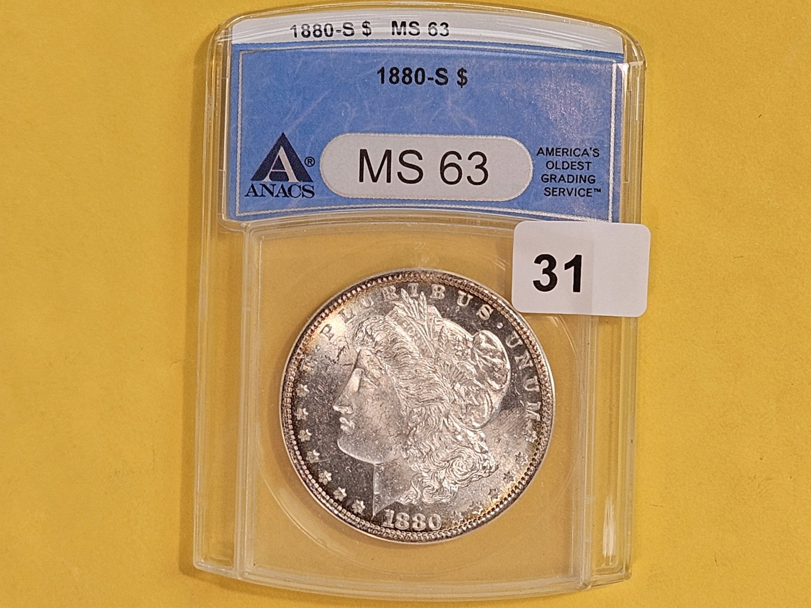 ANACS 1880-S Morgan Dollar in Mint State 63 - 2