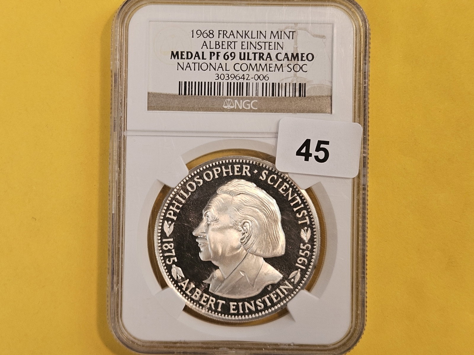 NGC 1968 Franklin Mint Silver Medal in Proof 69 Ultra Cameo - 2