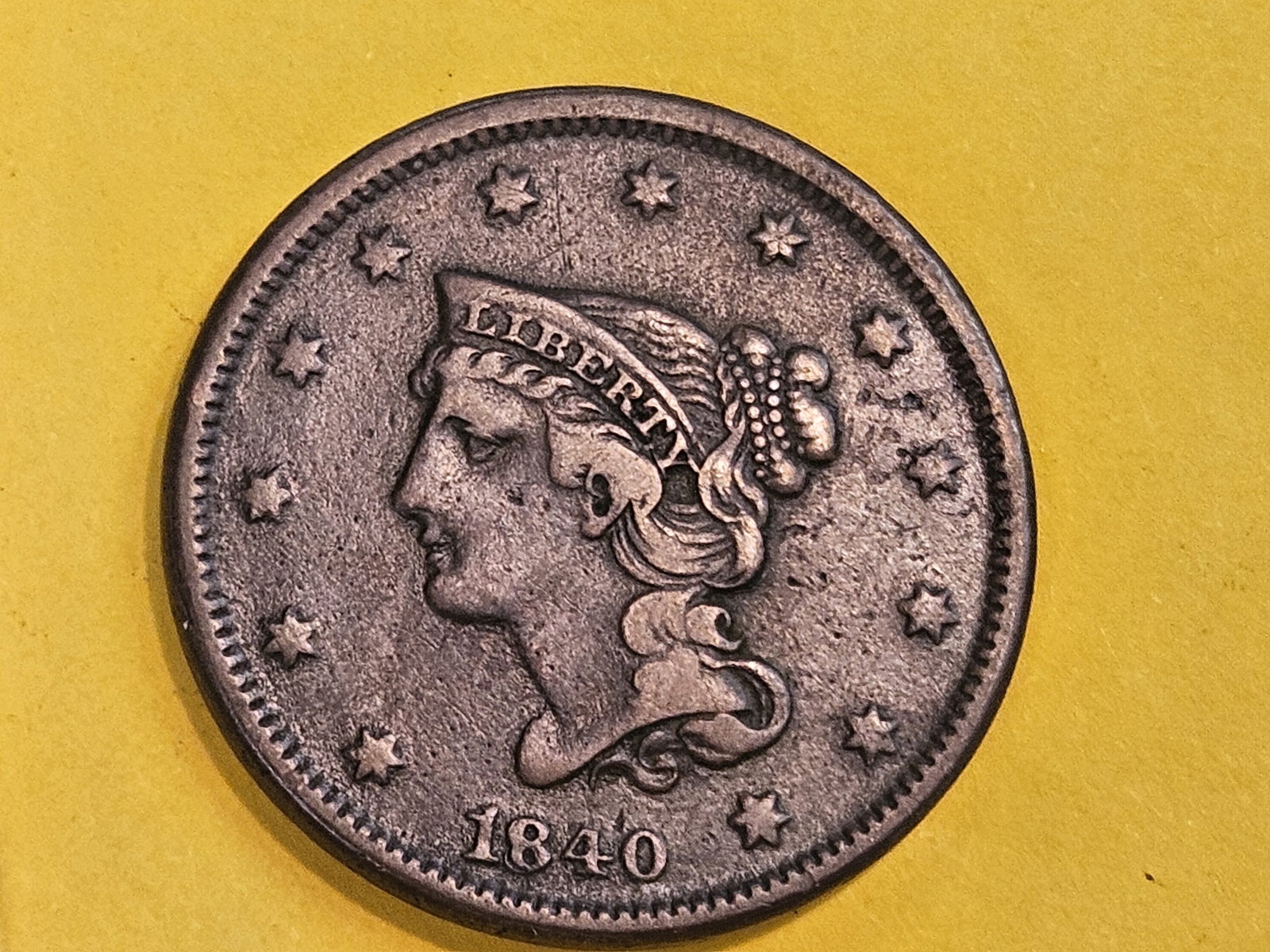 1840 Braided Hair Large Cent in Extra Fine (1 of 3)