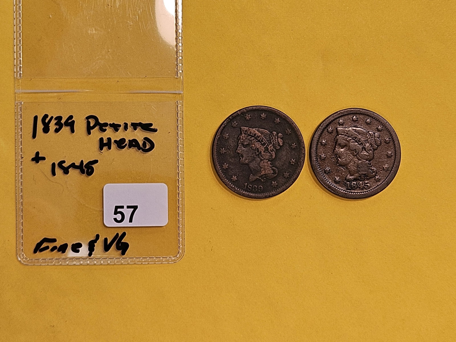 1839 and 1845 Braided Hair Large Cents - 2