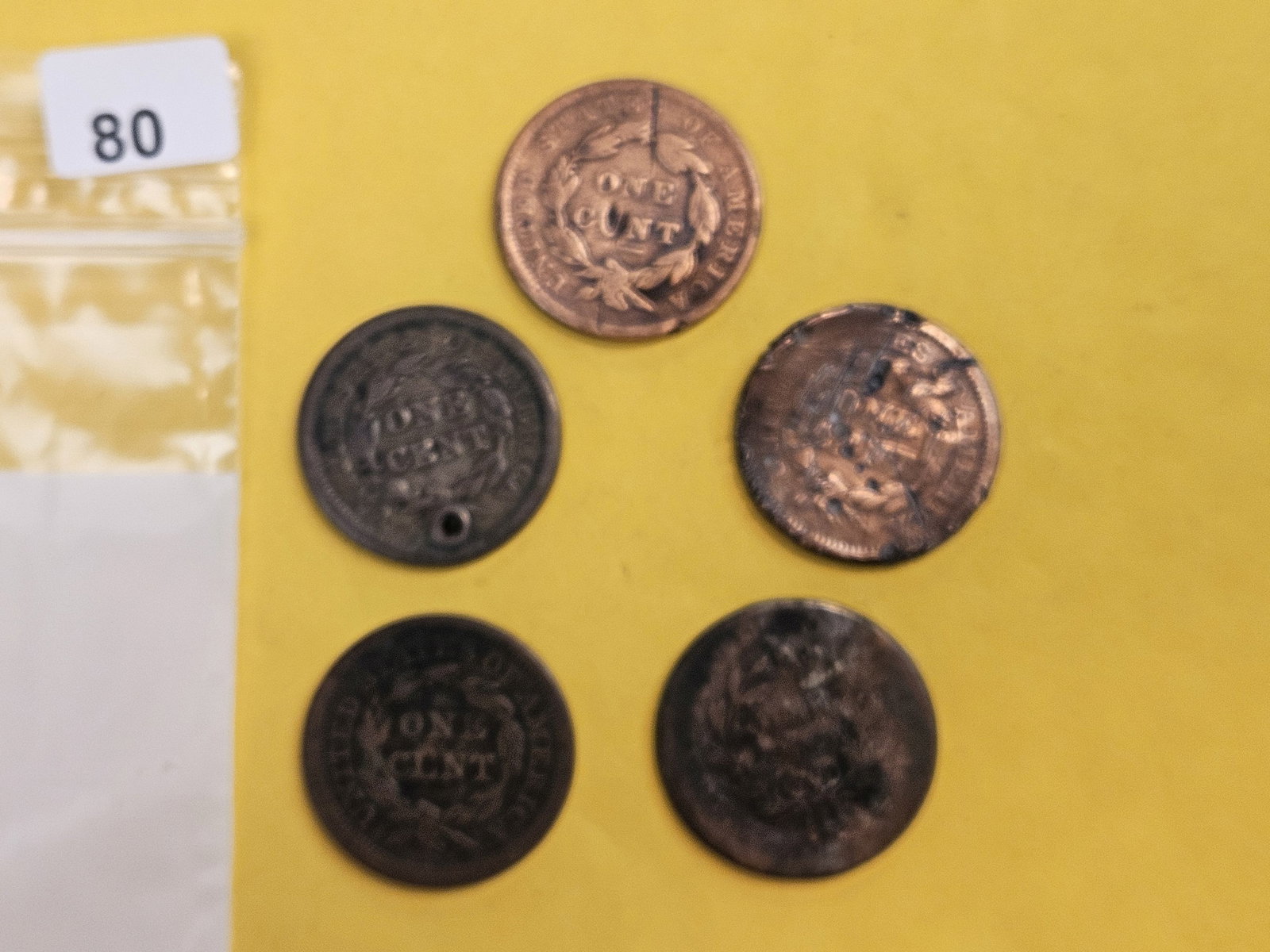 Five Mixed Large Cents - 2