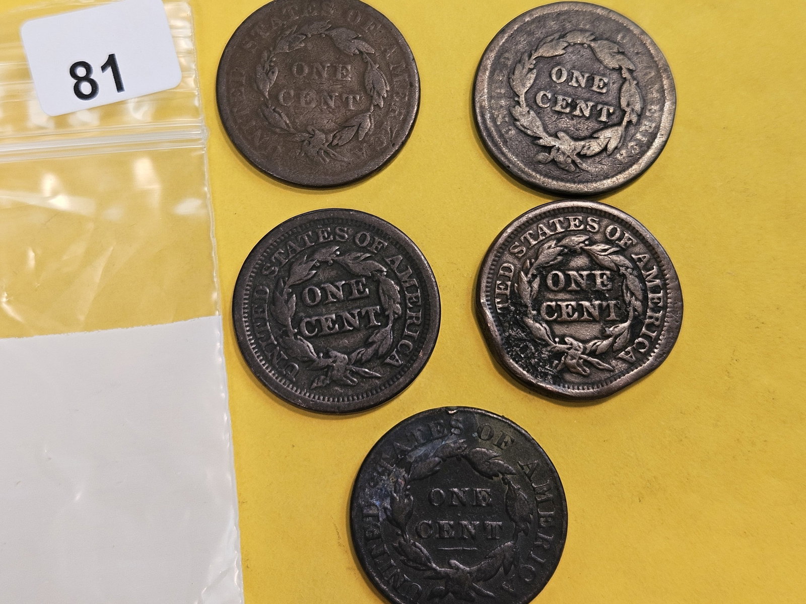 Five Mixed Large Cents - 2