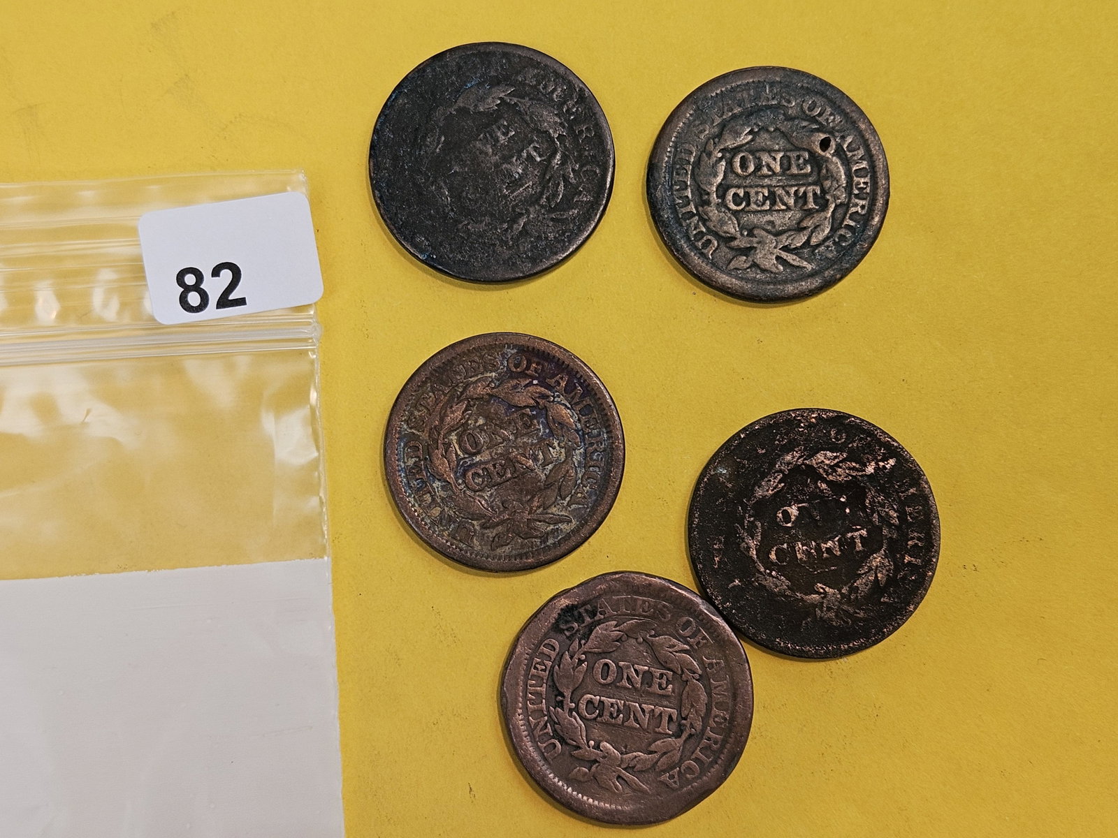 Five Mixed Large Cents - 2