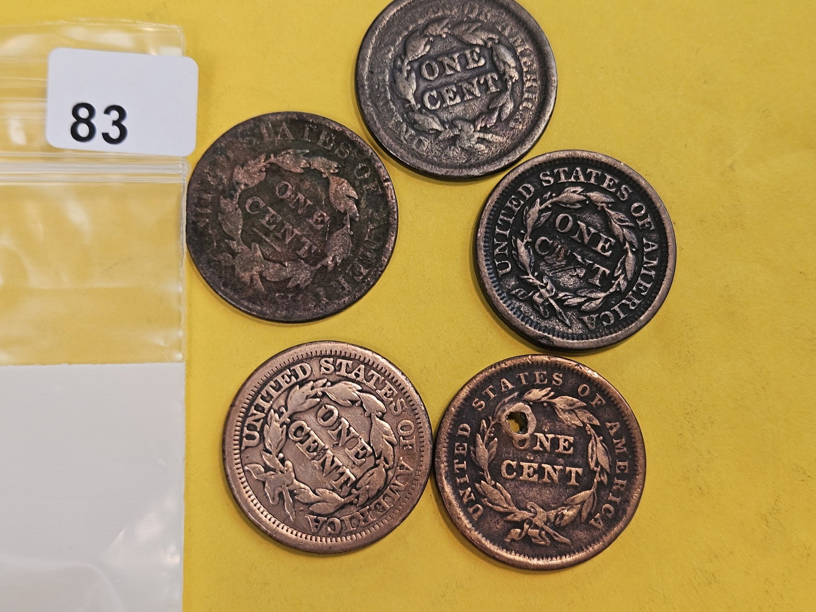 Five Mixed Large Cents - 2