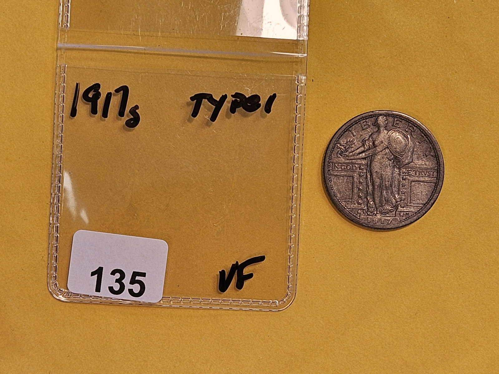 1917-S Standing Liberty silver Quarter in Very Fine - 2