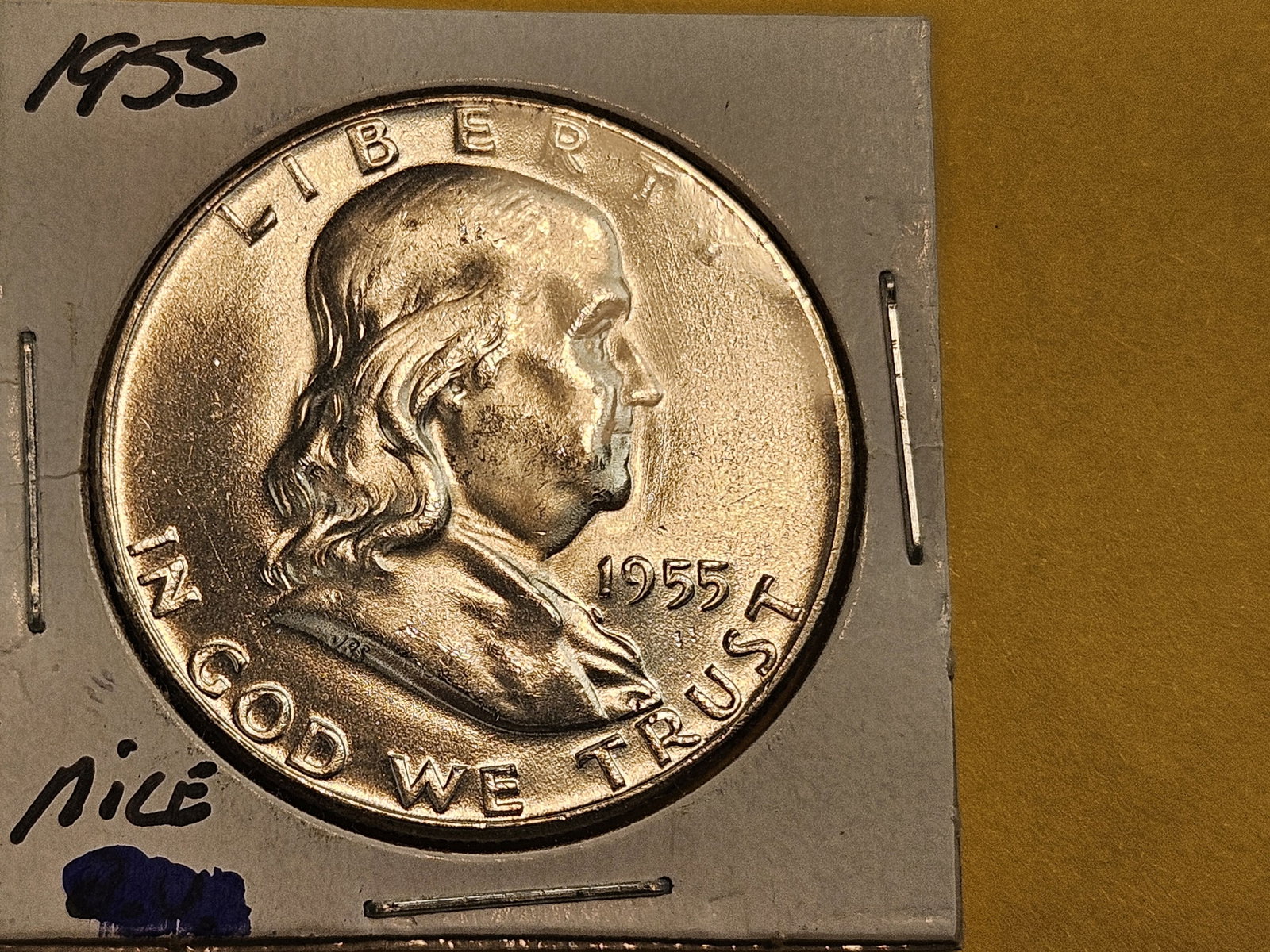 GEM Brilliant Uncirculated 1955 Franklin silver Half dollar - 3