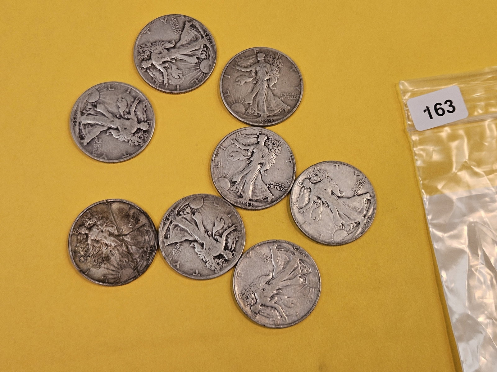 Eight mixed silver Walking Liberty Half Dollars - 2