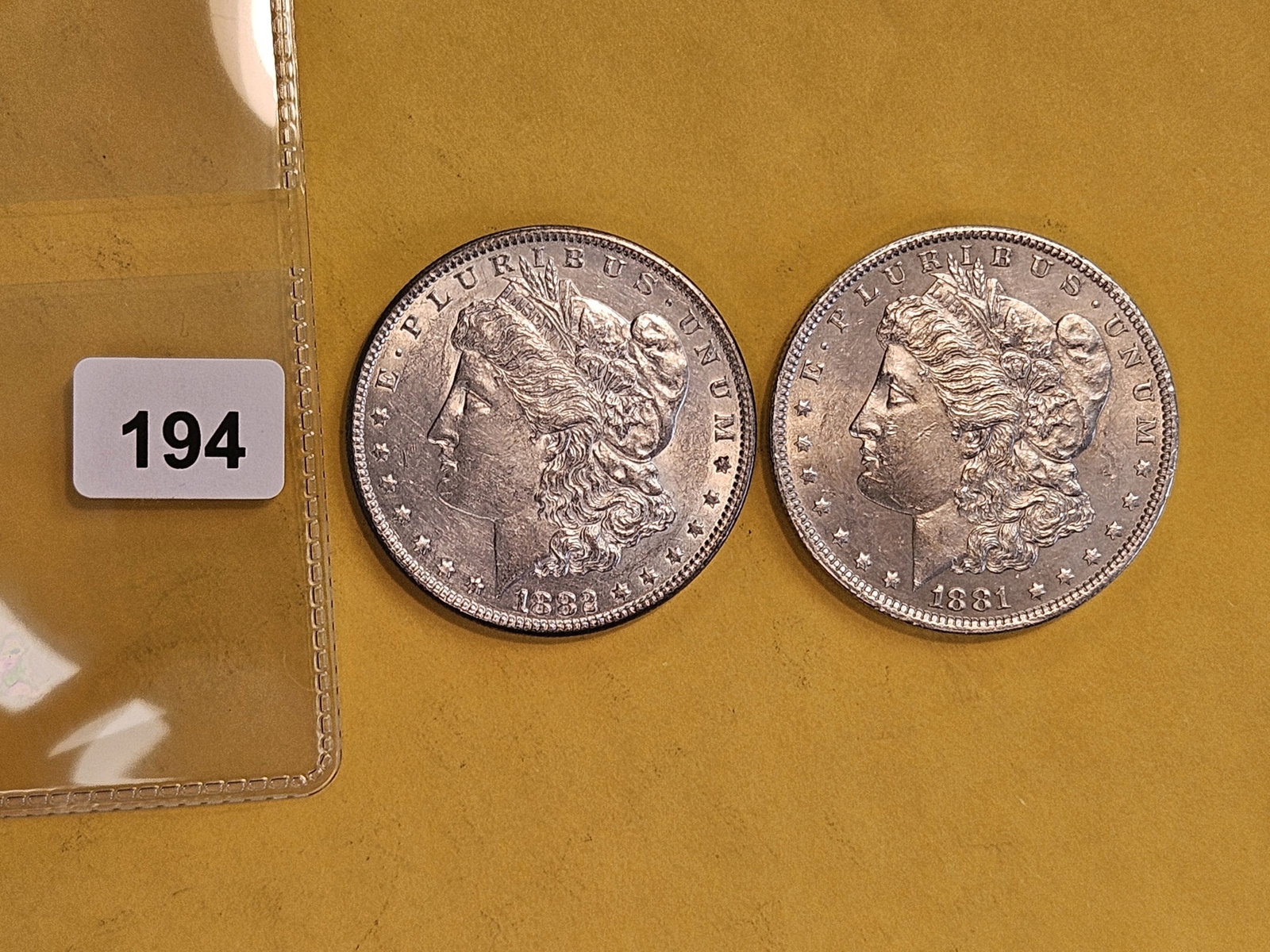 Two Brilliant About Uncirculated plus Morgan Silver Dollars - 2