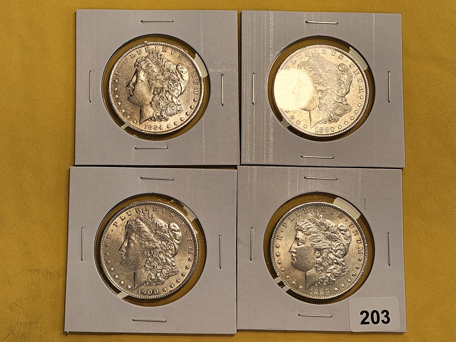 Four Brilliant About Uncirculated Morgan Silver Dollars - 2