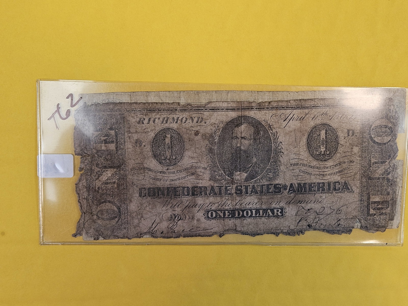 Two Confederate States of America One Dollar notes - 2