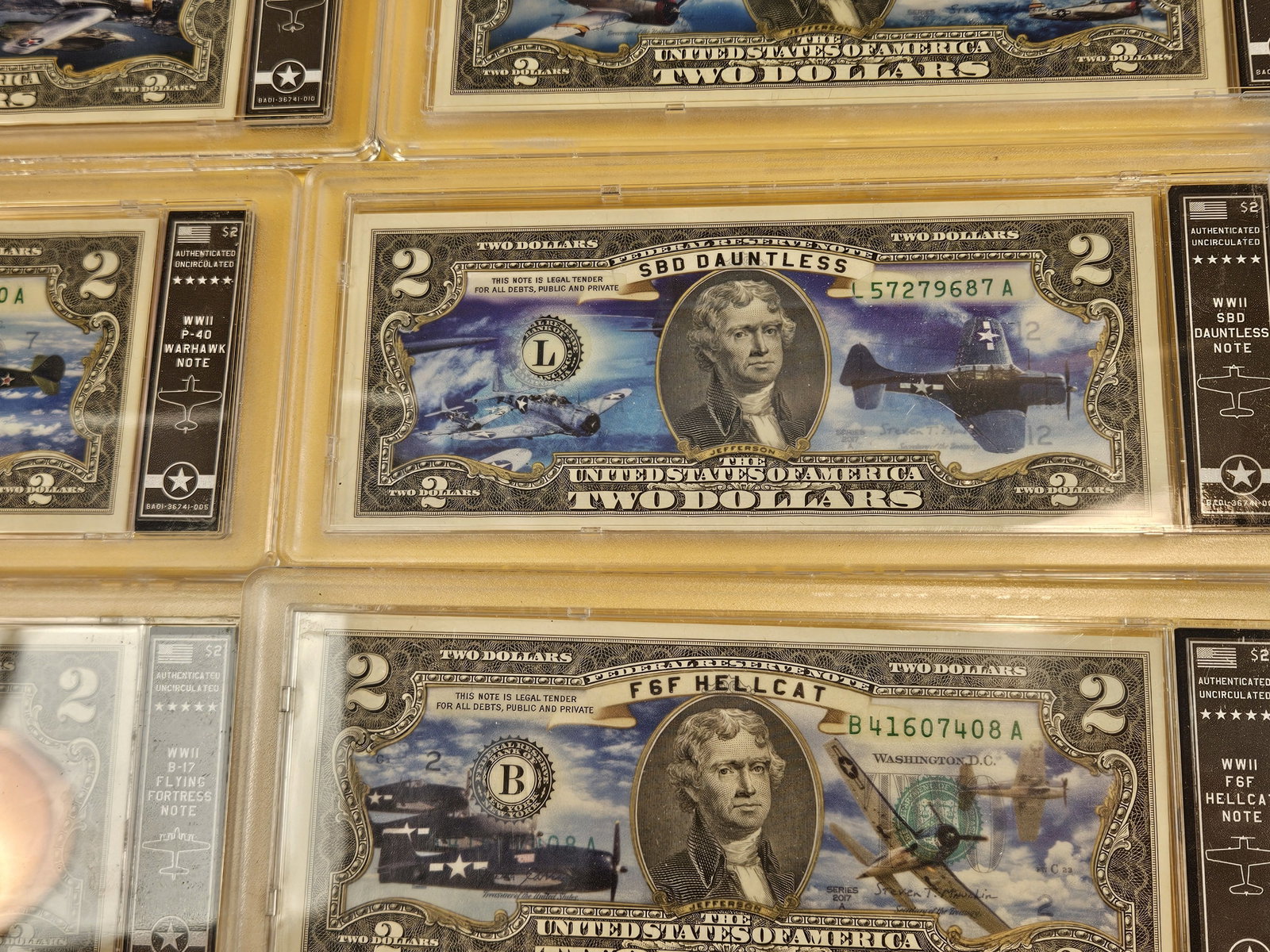 Six mixed Colorized $2 US Notes - 5