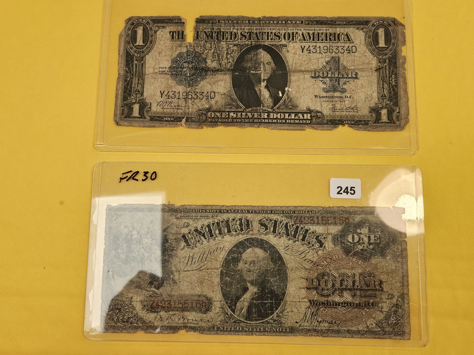 Two Large Size One Dollar US Notes - 2