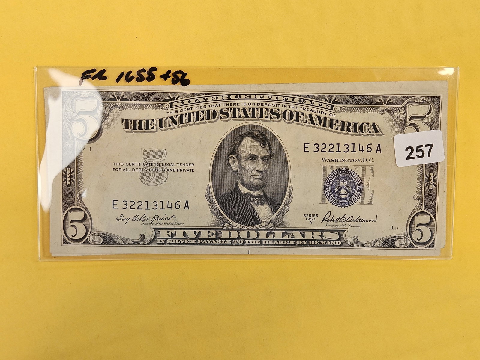 Two Crisp AU-UNC 1953 Five Dollar Silver Certificates (1 of 2)
