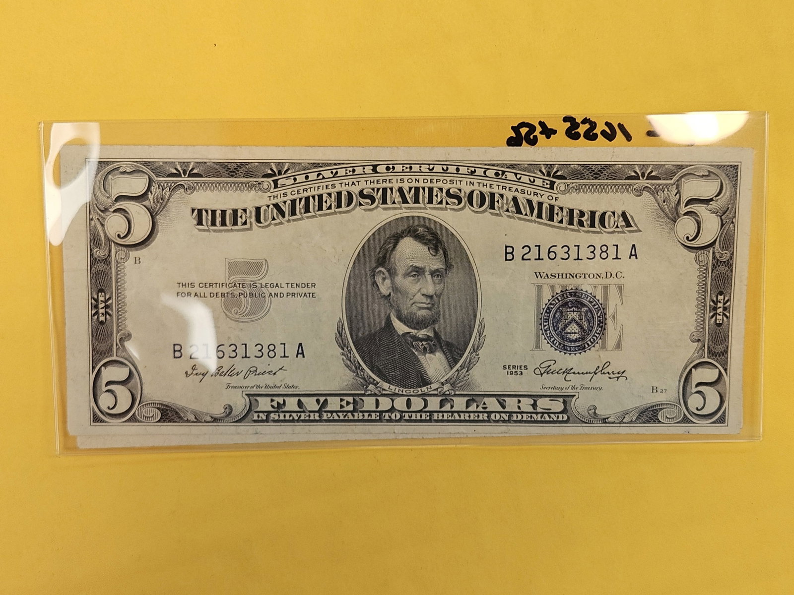 Two Crisp AU-UNC 1953 Five Dollar Silver Certificates - 2