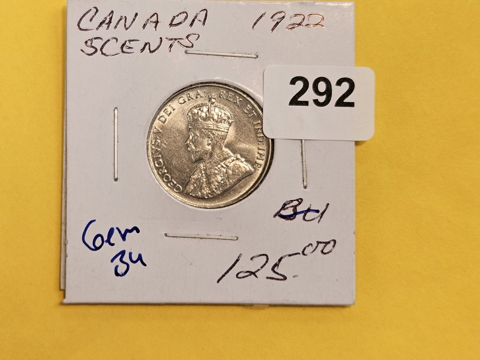 GEM Brilliant Uncirculated 1922 Canada 5 cents - 2