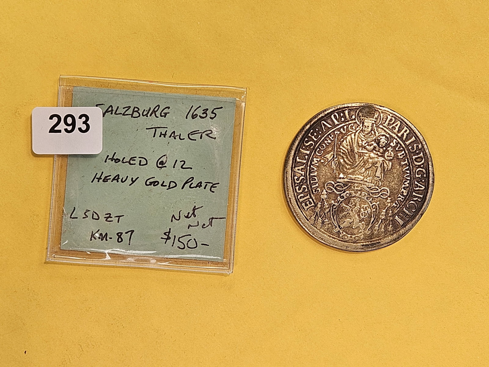 ** 1635 Salzburg silver Thaler in About Uncirculated - details - 2