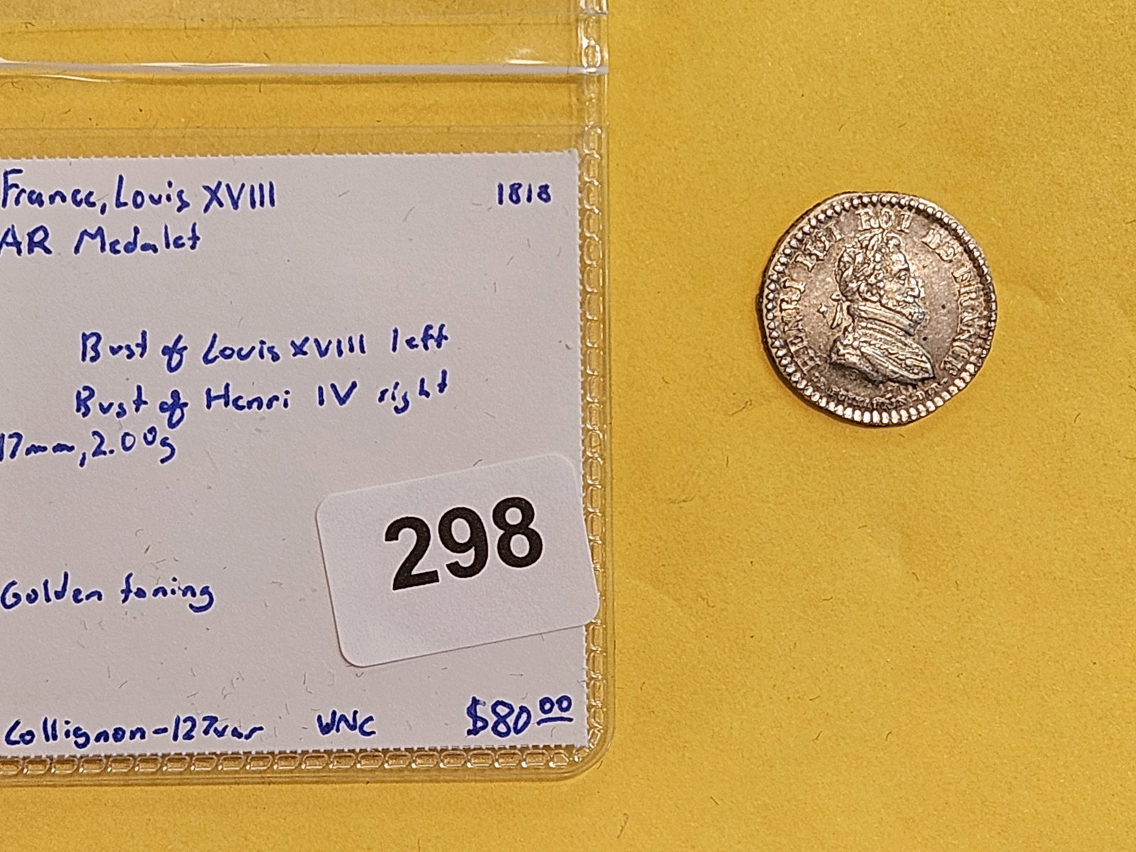 Brilliant Uncirculated 1818 France silver coin - 2