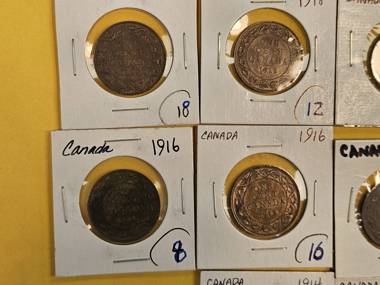 Ten mixed Canadian Large Copper one cent coins - 2