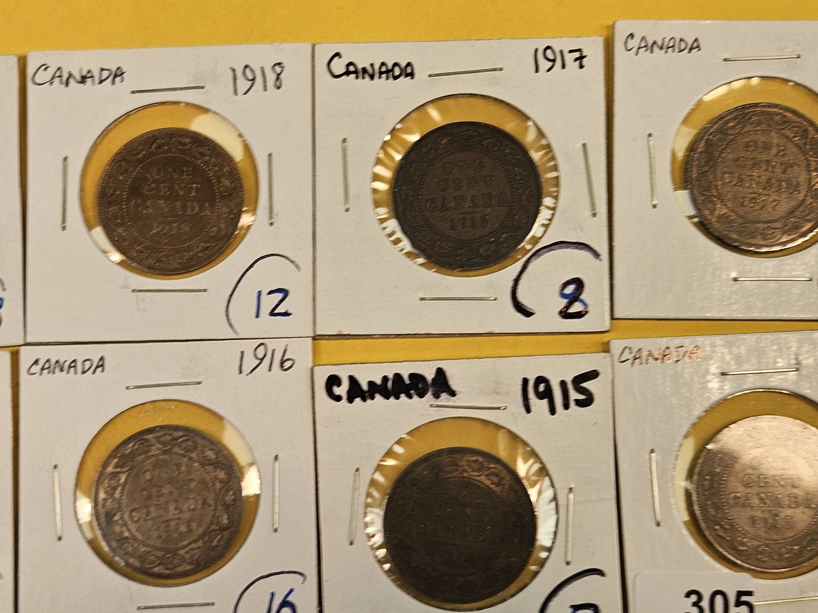 Ten mixed Canadian Large Copper one cent coins - 3