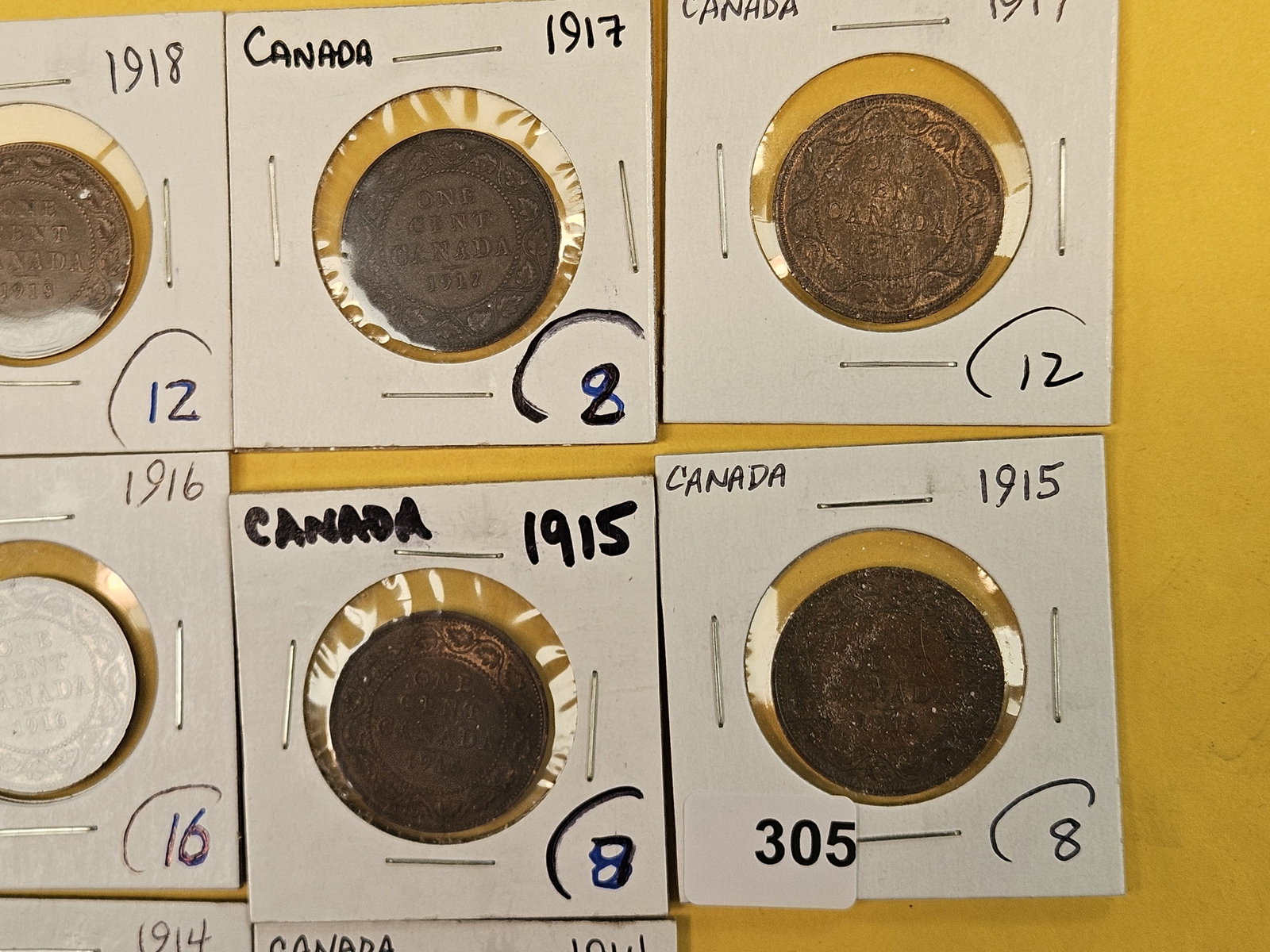 Ten mixed Canadian Large Copper one cent coins - 4