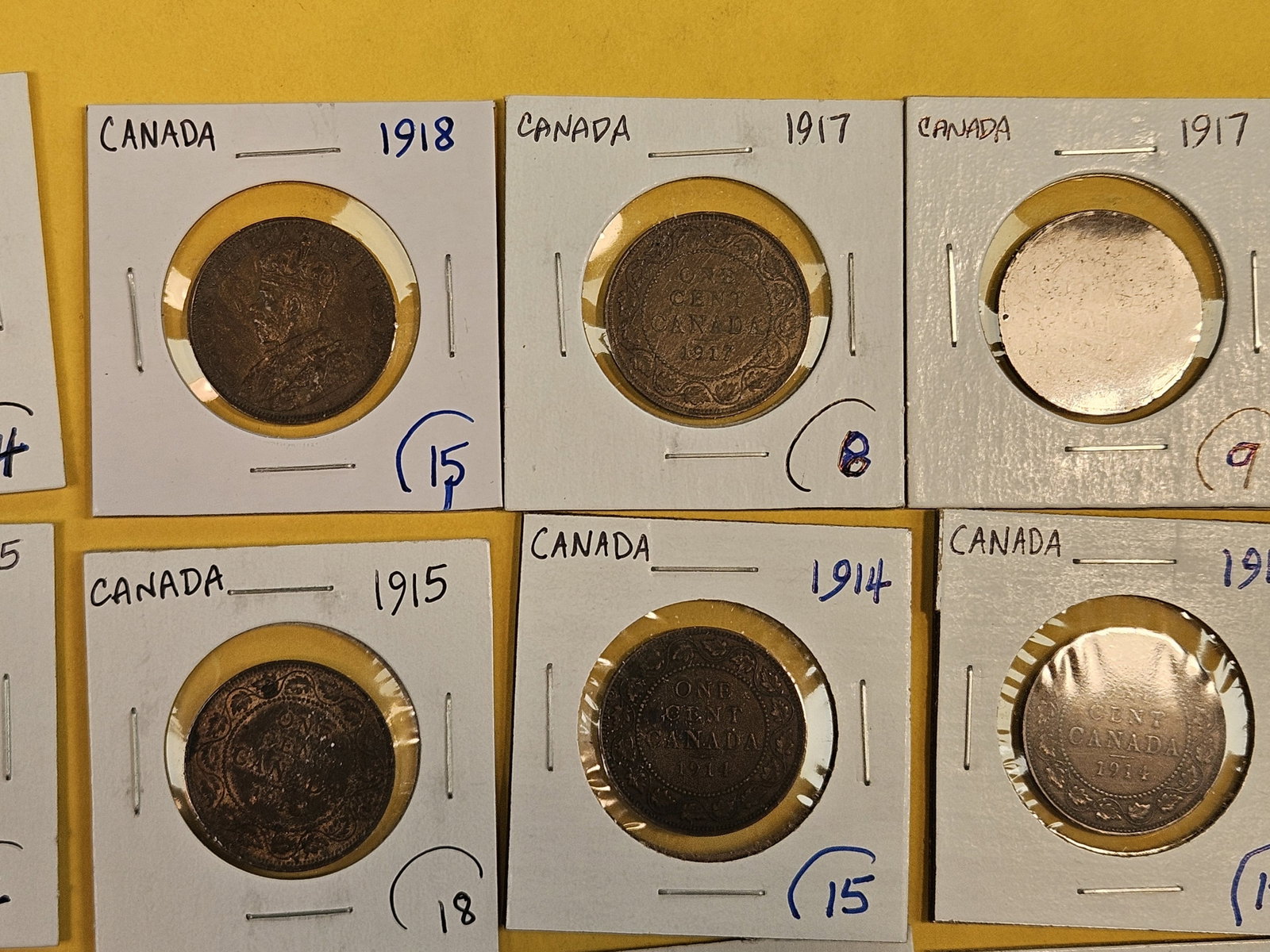 Fifteen mixed Canadian Large Copper one cent coins - 3