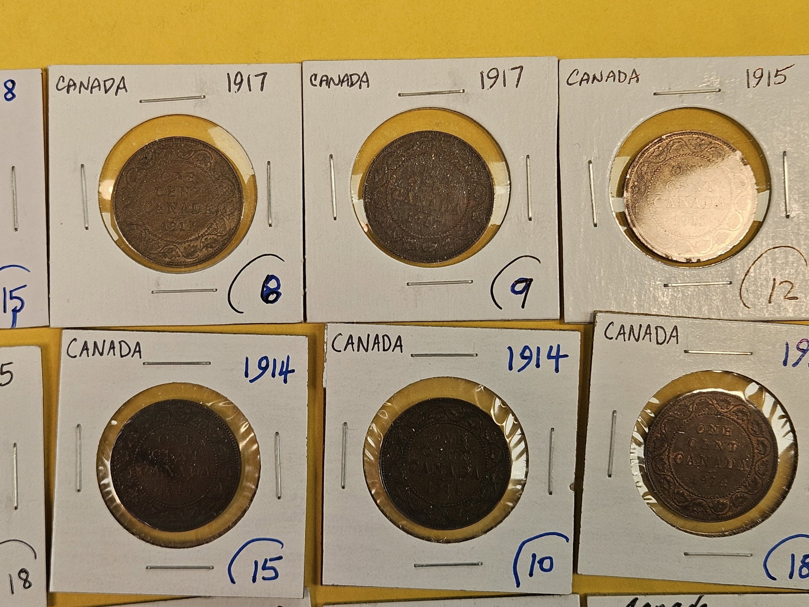 Fifteen mixed Canadian Large Copper one cent coins - 4