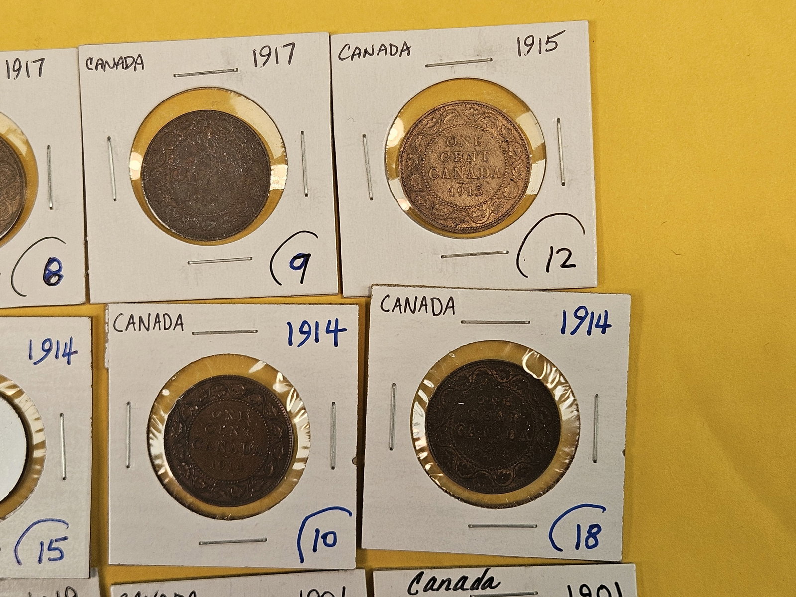 Fifteen mixed Canadian Large Copper one cent coins - 5