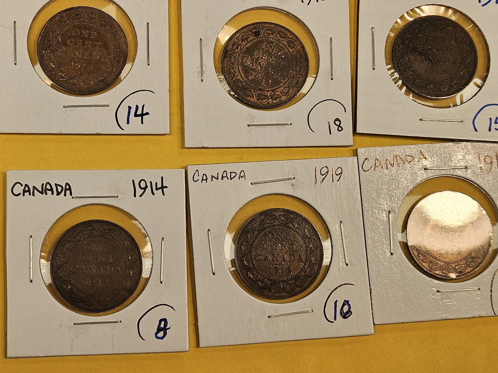 Fifteen mixed Canadian Large Copper one cent coins - 6