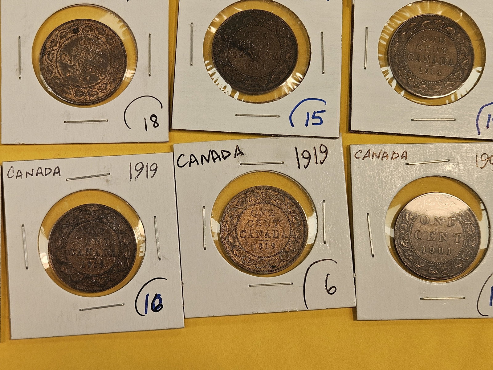 Fifteen mixed Canadian Large Copper one cent coins - 7