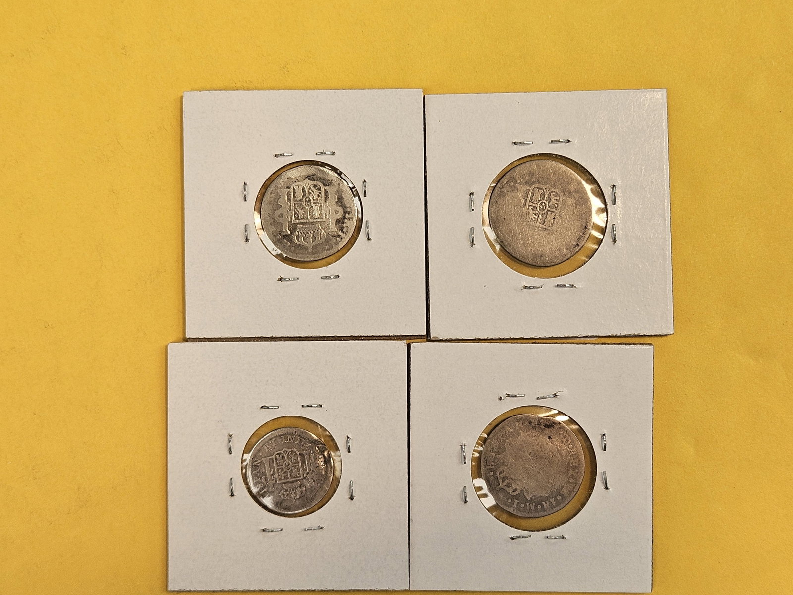 Four mixed silver Spanish 1 real coins - 3
