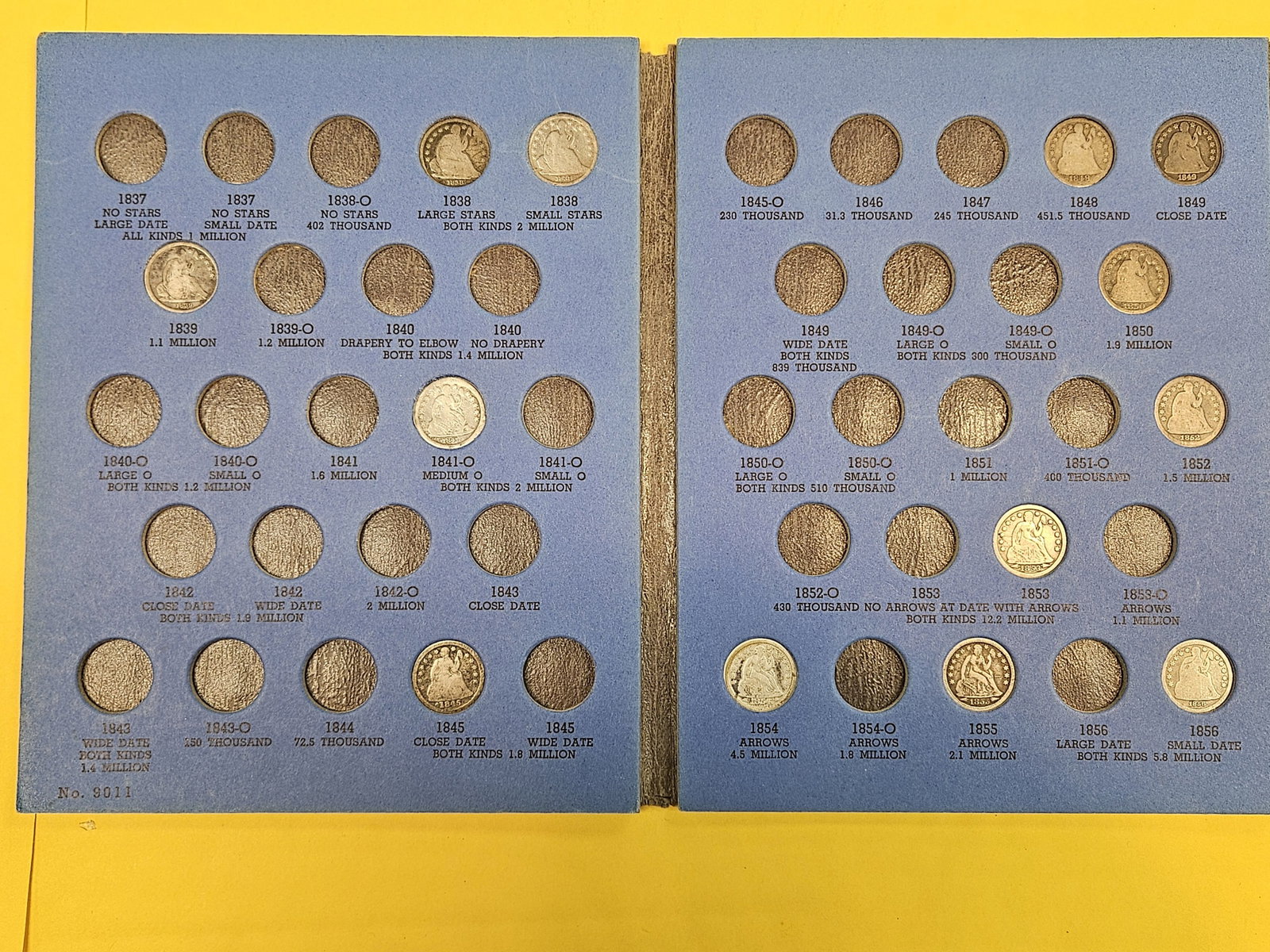 Partially complete Seated Liberty silver Dime collection - 2