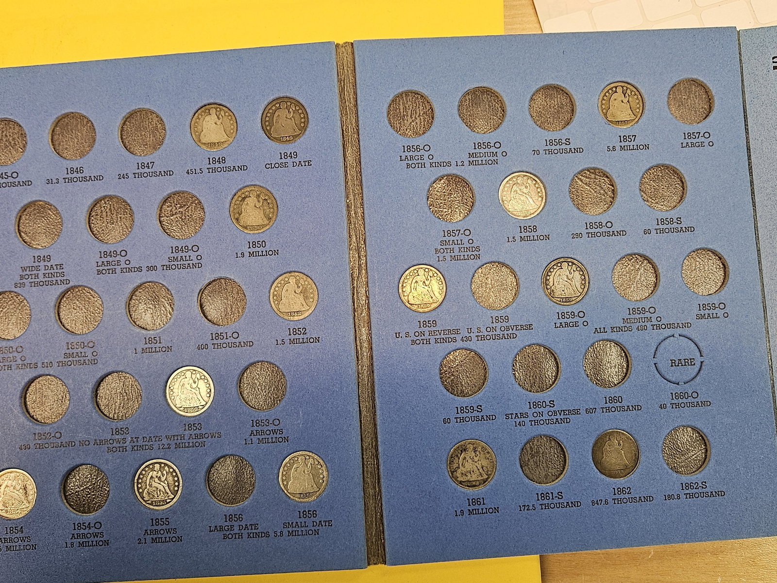 Partially complete Seated Liberty silver Dime collection - 3