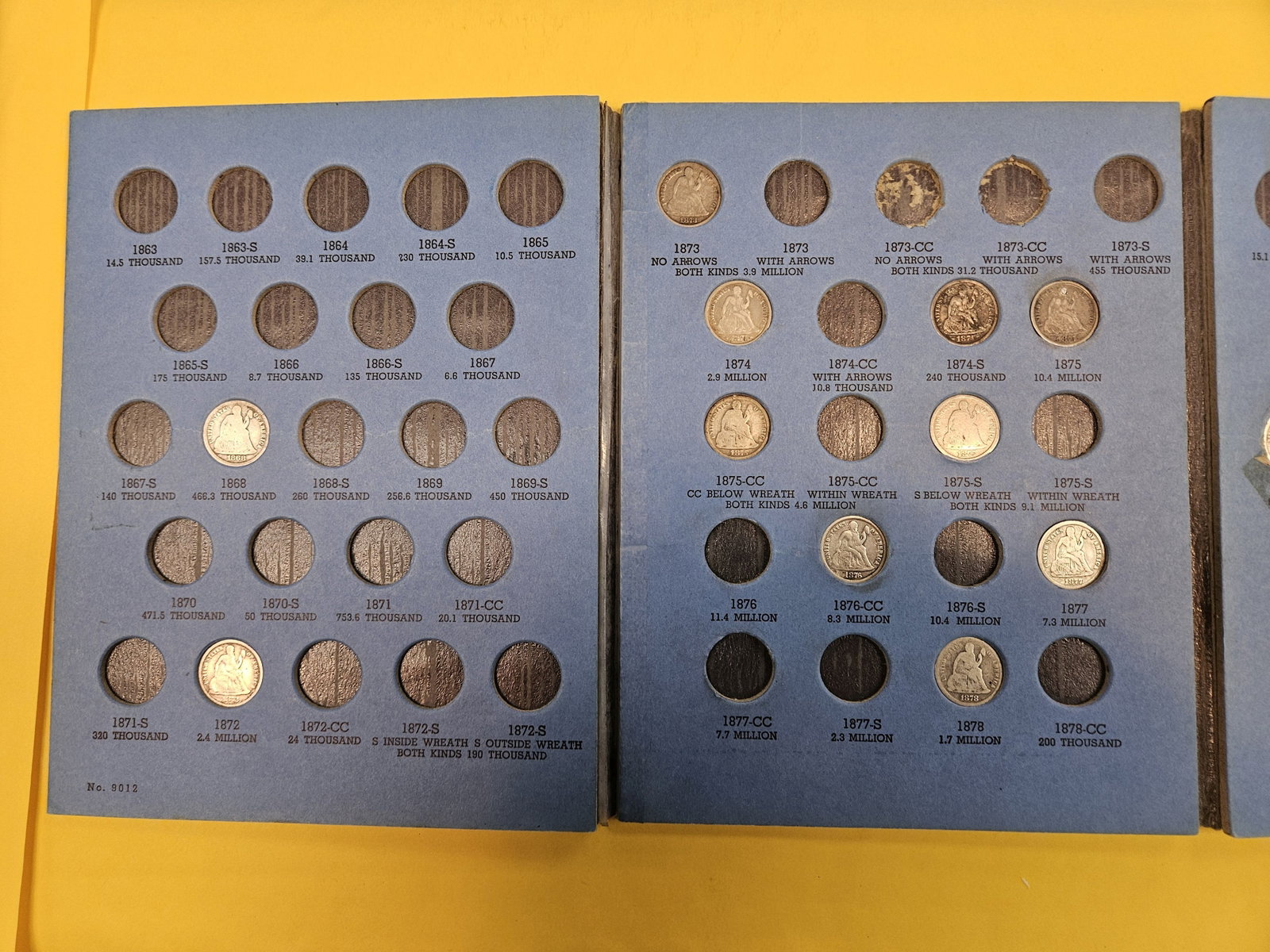 Partially complete Seated Liberty silver Dime collection - 2