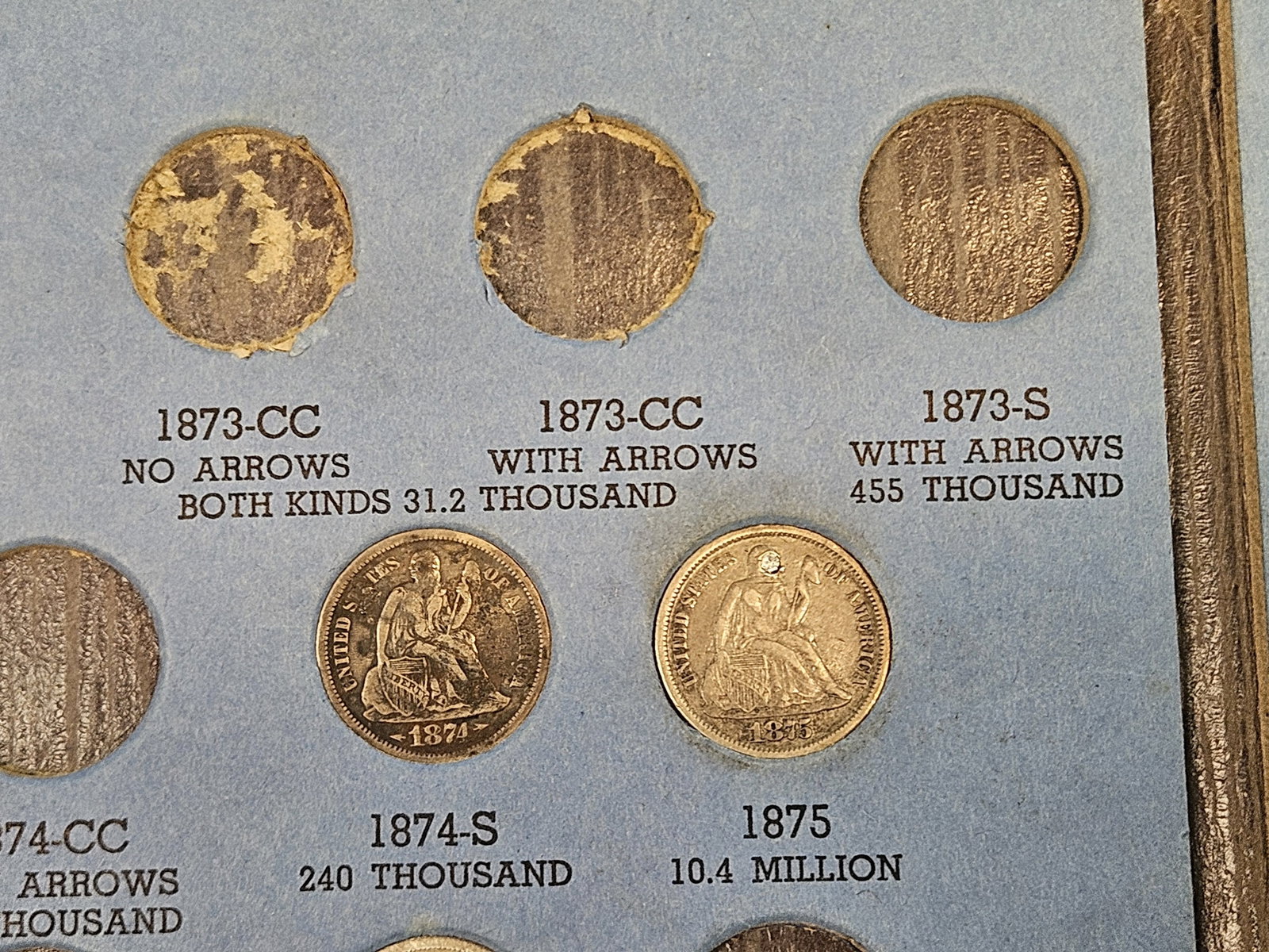 Partially complete Seated Liberty silver Dime collection - 7
