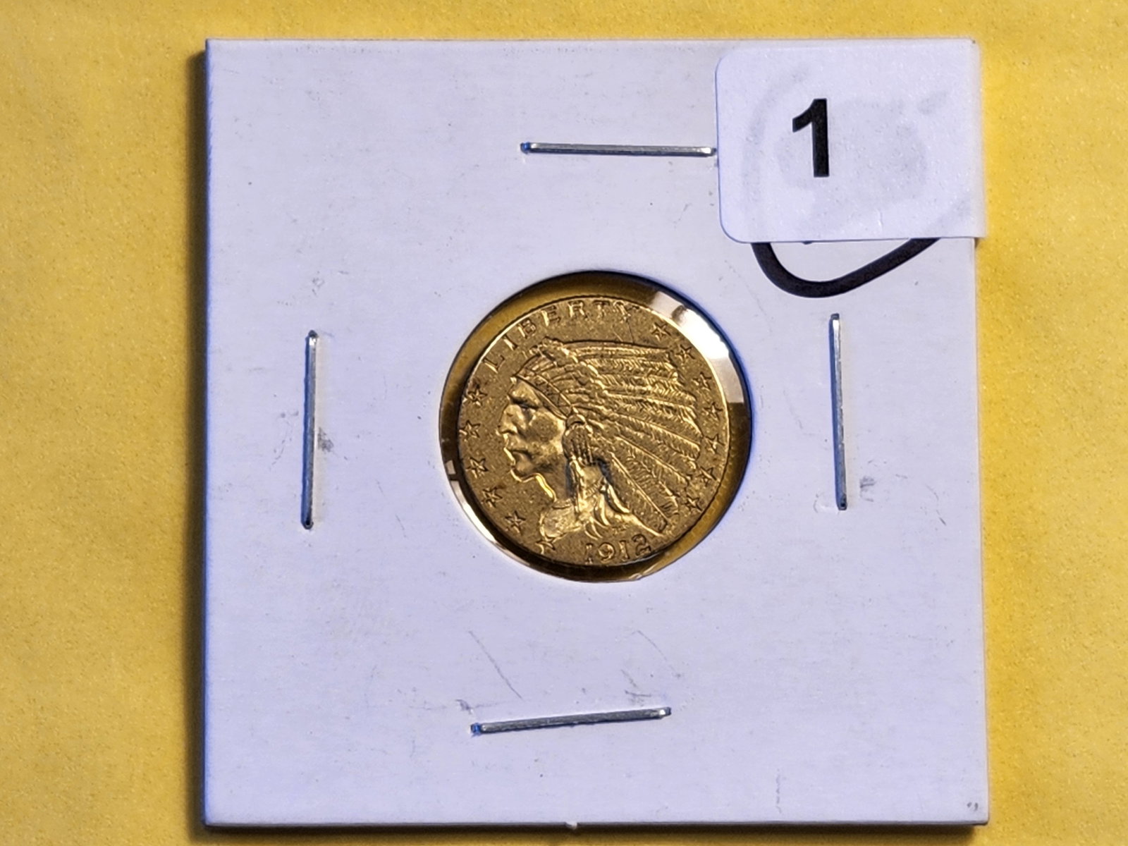 GOLD! Brilliant About Uncirculated plus 1912 Gold Indian $2.5 Dollars - 2