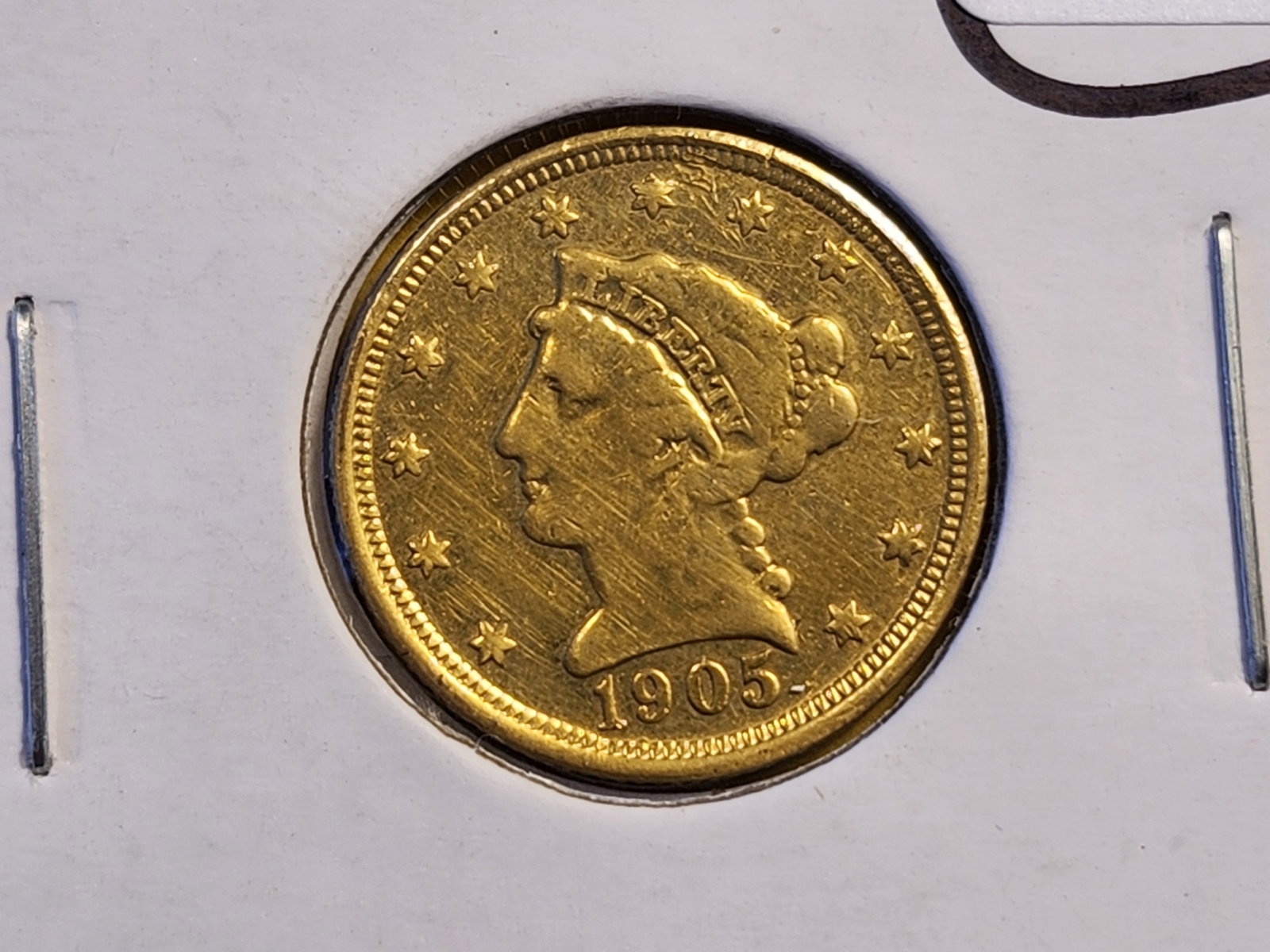 GOLD! Brilliant 1905 Liberty Head $2.5 Dollars Quarter Eagle: Lightly circulated