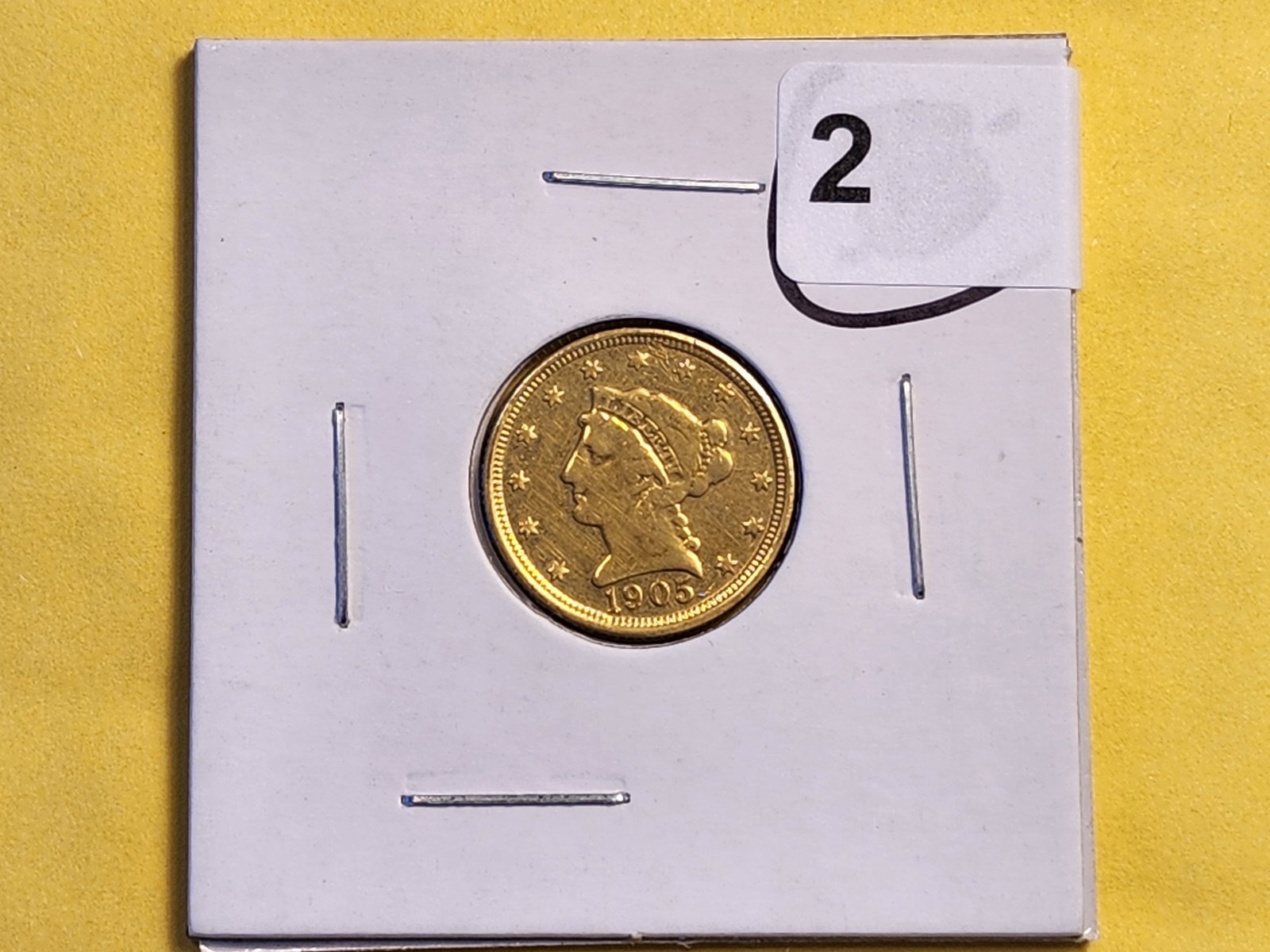 GOLD! Brilliant 1905 Liberty Head $2.5 Dollars Quarter Eagle - 2