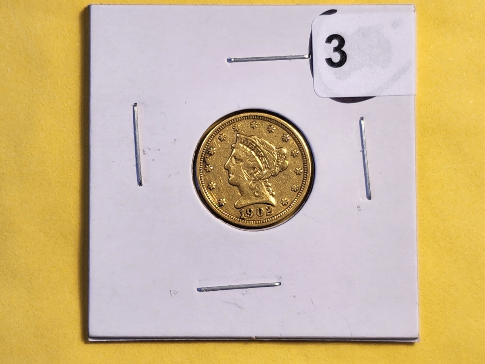 GOLD! Brilliant 1902 Liberty Head $2.5 Dollars Quarter Eagle - 2