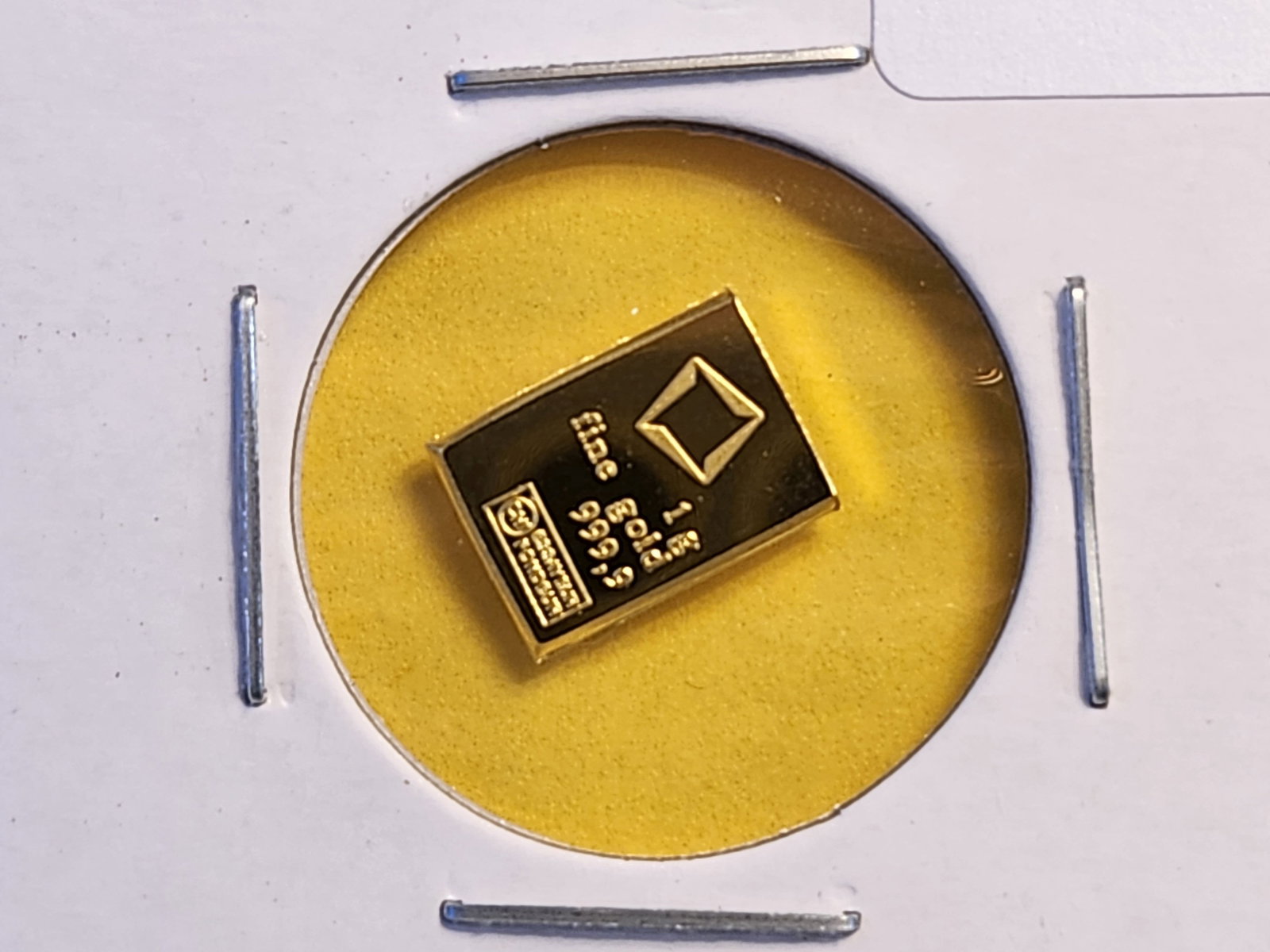 GOLD! Valcambi One Gram .9999 fine gold bar: Fractional Suisse gold
