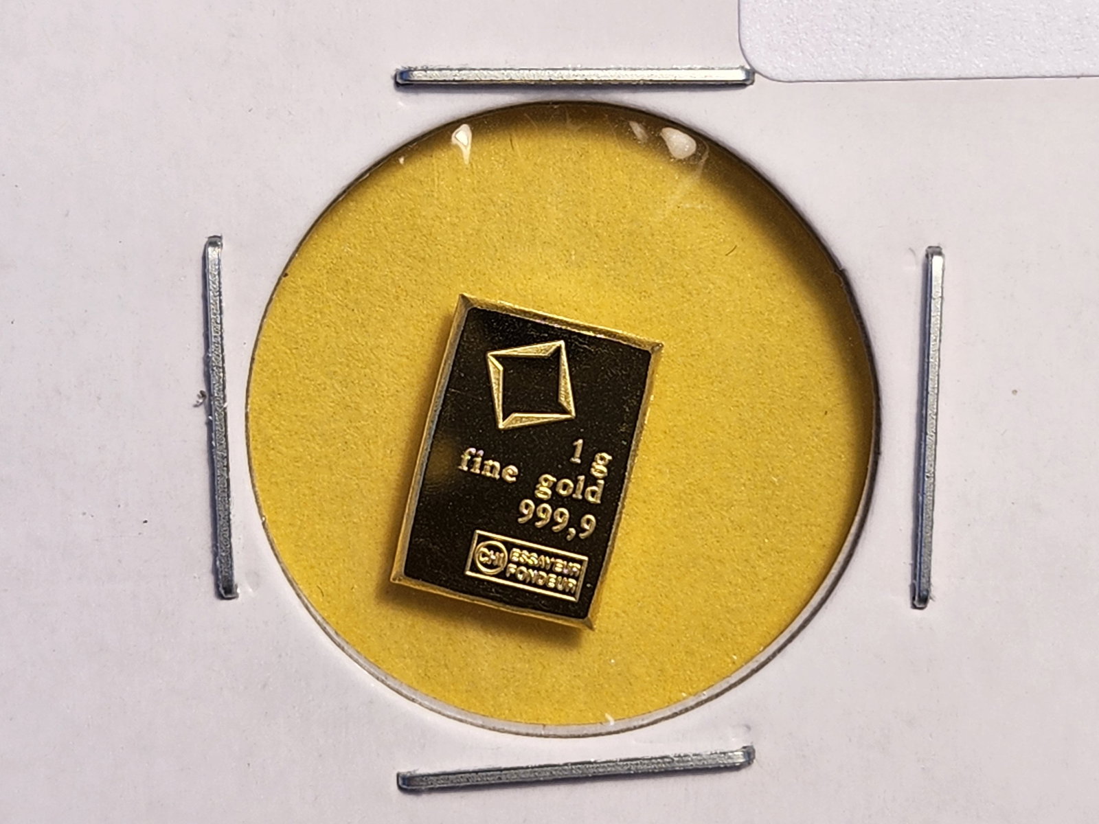 GOLD! Valcambi One Gram .9999 fine gold bar: Fractional Suisse gold