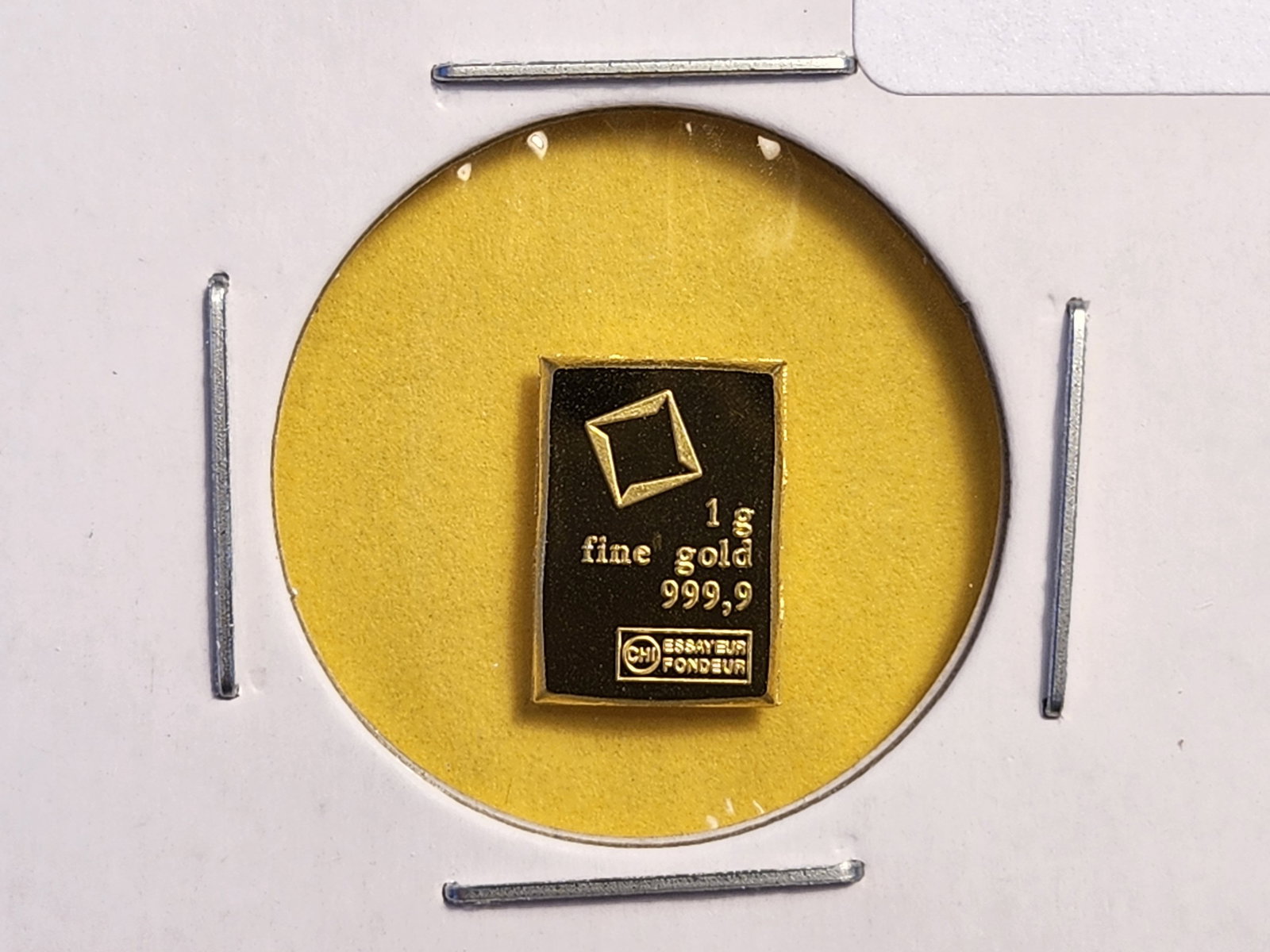 GOLD! Valcambi One Gram .9999 fine gold bar: Fractional Suisse gold