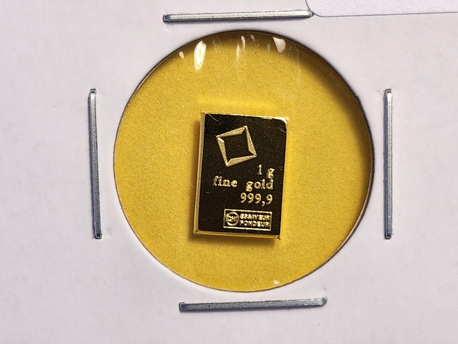 GOLD! Valcambi One Gram .9999 fine gold bar: Fractional Suisse gold