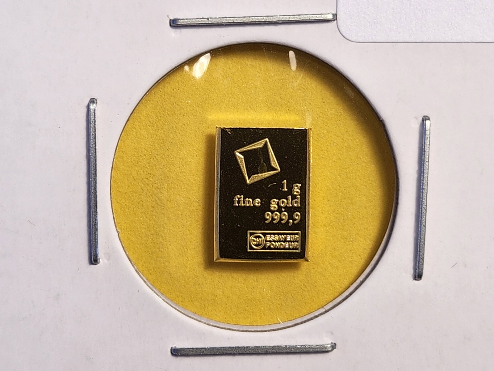 GOLD! Valcambi One Gram .9999 fine gold bar: Fractional Suisse gold