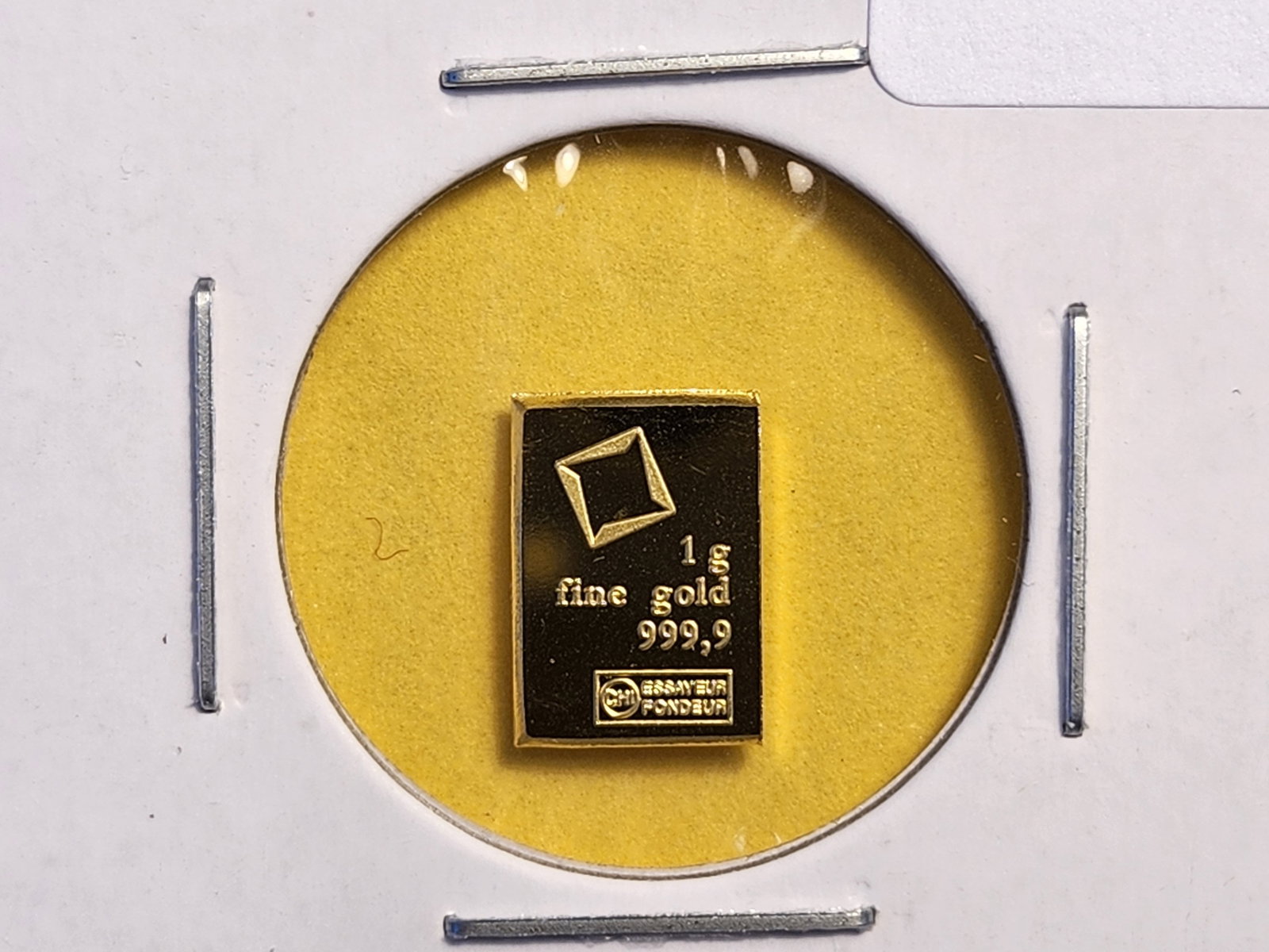 GOLD! Valcambi One Gram .9999 fine gold bar: Fractional Suisse gold